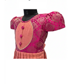 Festive Elegance: Rani Pink and Peach Silk Layered Frock