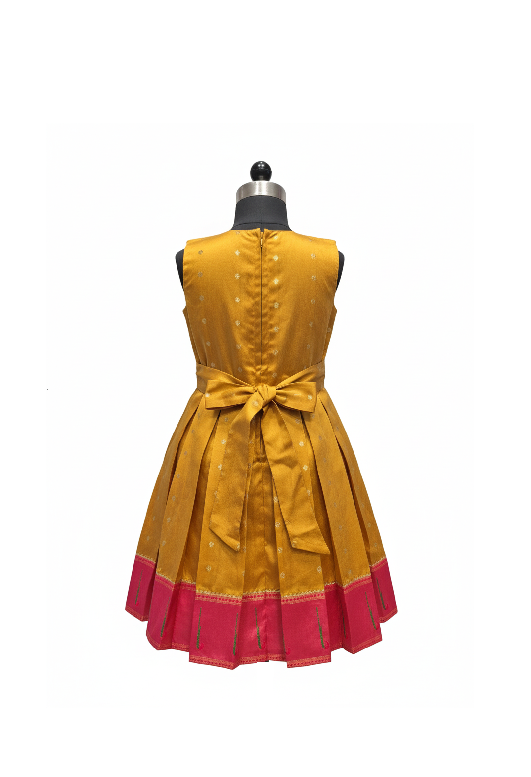 Pure Silk/Silk Blend Pleated Frock with Brocade Work | Kids' Celebratory Wear