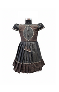 Party Wear: Sophisticated Black Frock with Contrast Dot Print Panels