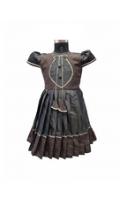 Party Wear: Sophisticated Black Frock with Contrast Dot Print Panels