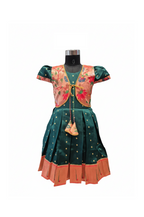 Festive Elegance: Pattu Silk Dress with Contrast Zari Woven Koti