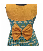 Teal and Mustard Yellow Sleeveless Cotton Frock