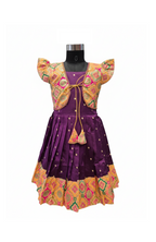 Violet Pattu Silk Dress with Vibrant Tie-Dye Style Koti