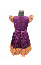 Violet Pattu Silk Dress with Vibrant Tie-Dye Style Koti