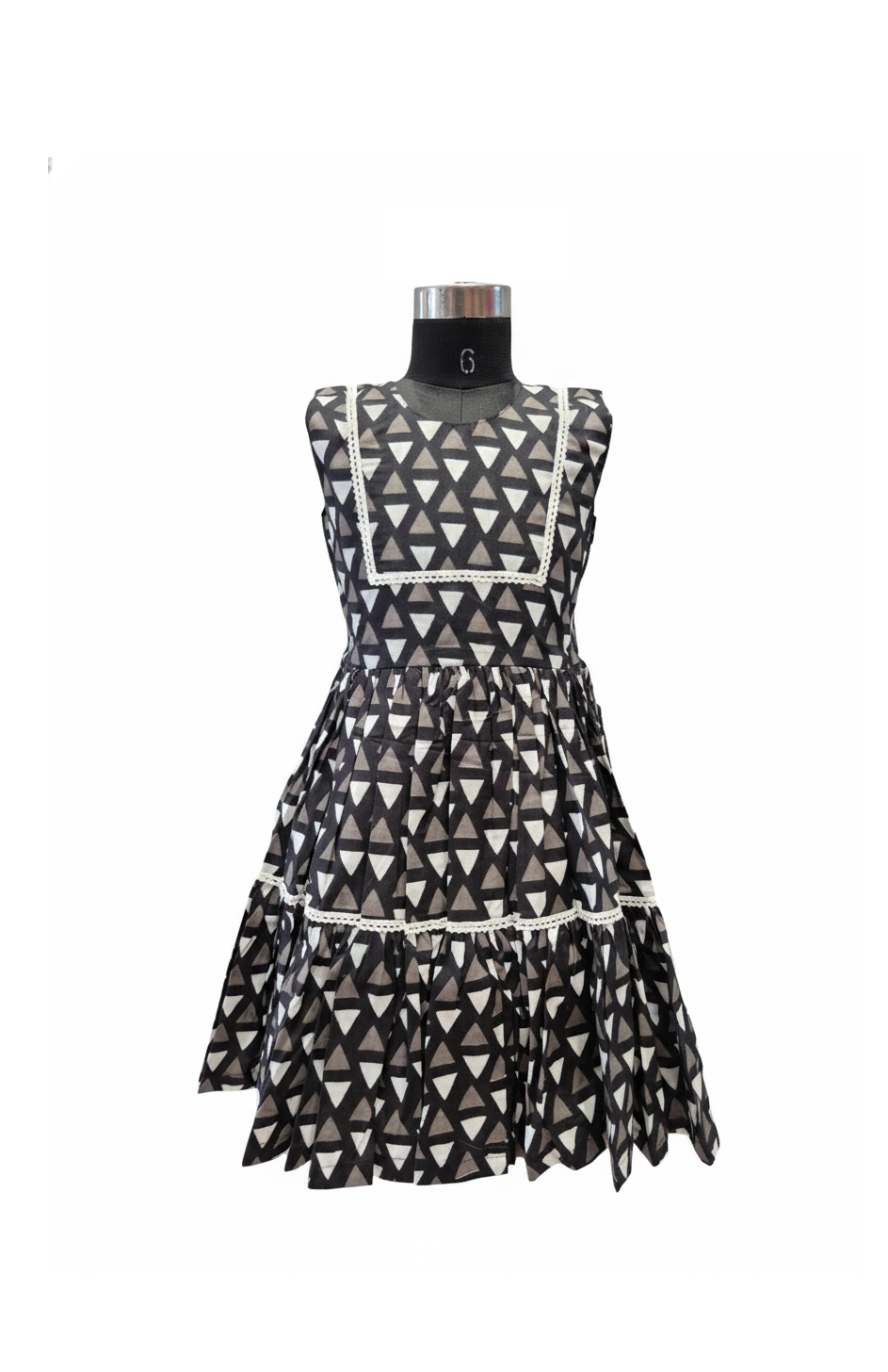 Black and White Tiered Frock with Crochet Lace Detail