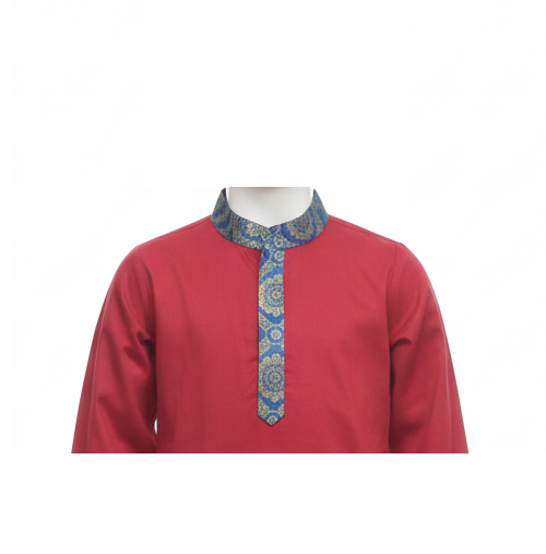 Festive Long Kurta Pajama with Asymmetric Diamond Accent