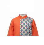 Contemporary Asymmetric Panel Kurta Pajama Set in Vibrant Orange