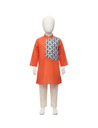 Contemporary Asymmetric Panel Kurta Pajama Set in Vibrant Orange