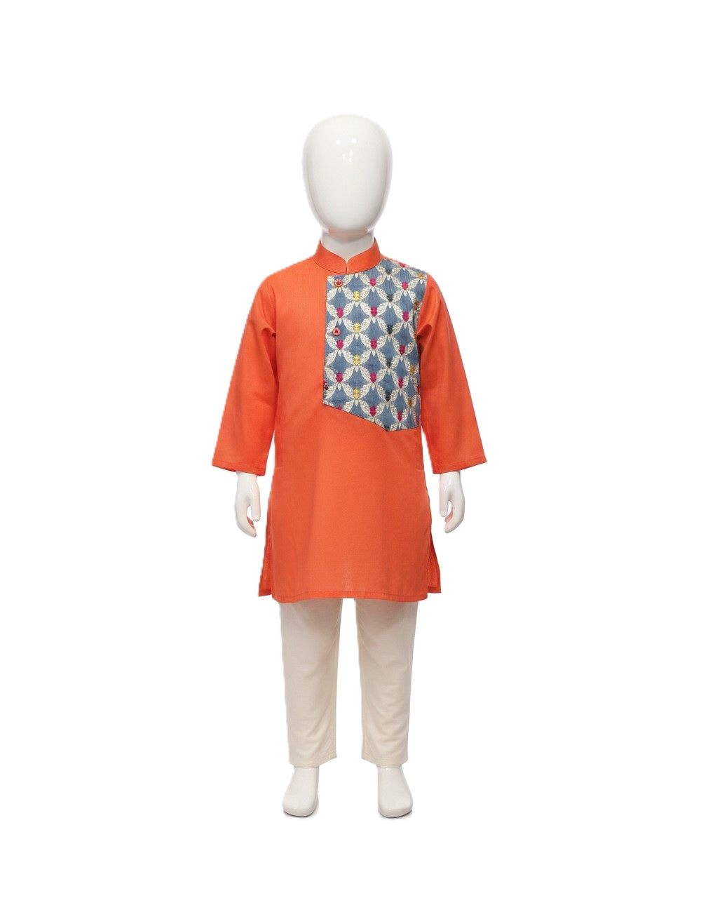 Contemporary Asymmetric Panel Kurta Pajama Set in Vibrant Orange
