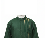 Elegant Hunter Green Kurta Set with Asymmetric Gold Stripe Detailing
