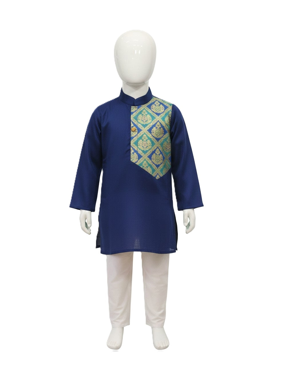 Royal Blue and Teal Silk Blend Festive Kurta Pajama