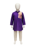 Royal Purple Kurta Set with Traditional Peacock/Vase Motif Patch