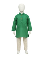 Classic Solid Green Silk Blend Kurta Pajama Set