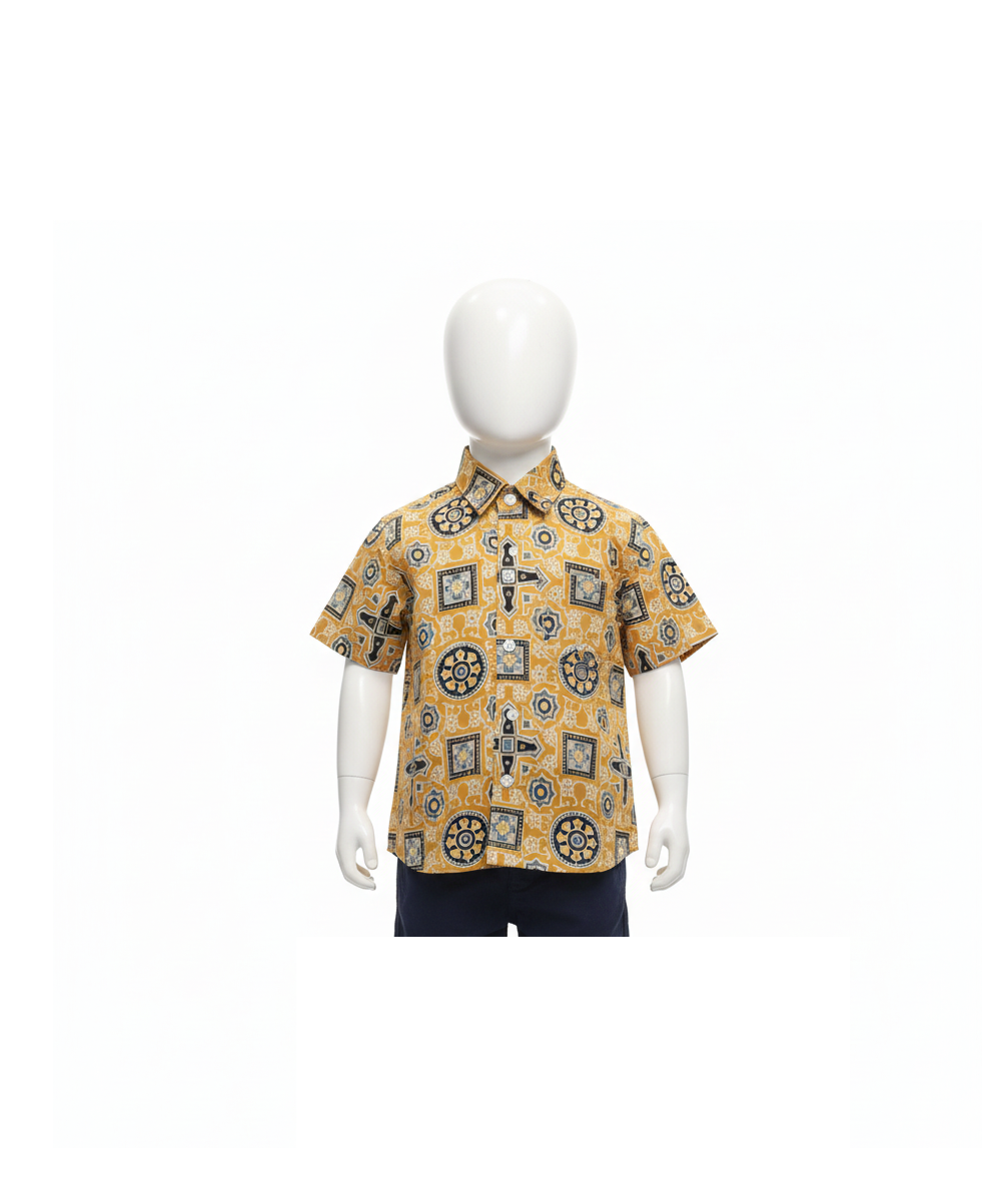 Mustard Yellow Nautical Geometric Kids' Shirt