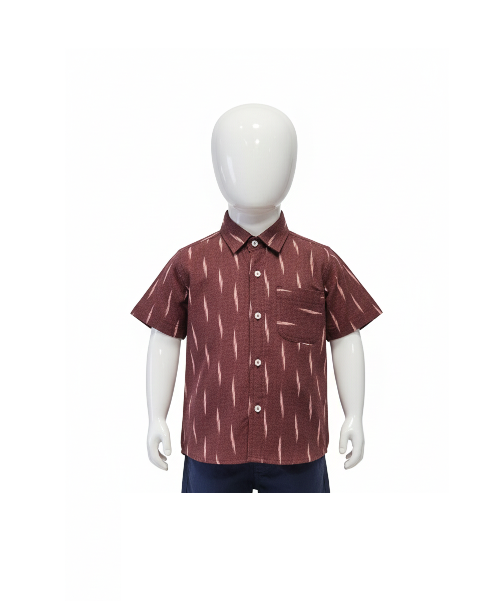 Artisan Maroon Ikat Stripe Cotton Kids' Shirt