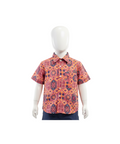 Tropical Mosaic Short-Sleeve Shirt in Pink & Navy