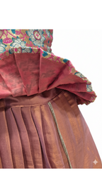 Pure Silk/Silk Blend Floral Peplum Skirt & Blouse Set for Girls