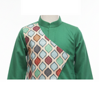 Asymmetric Lattice Panel Kurta Pajama Set in Vibrant Green