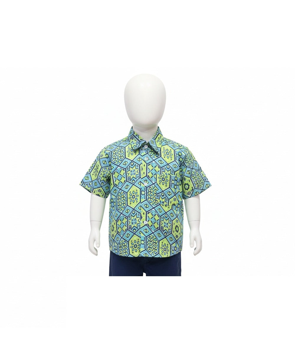 Vibrant Geometric Print Cotton Kids' Shirt