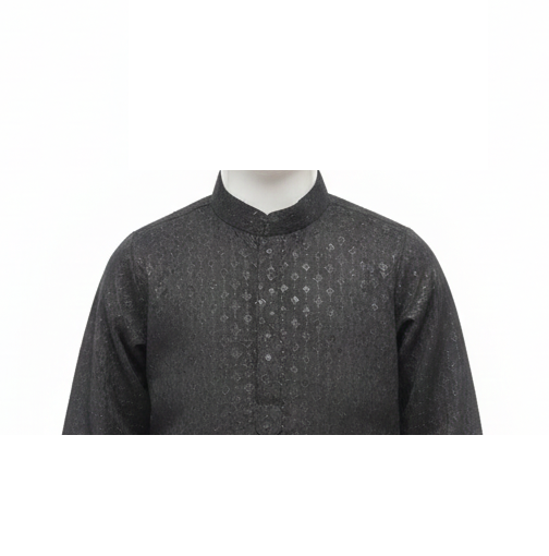 Designer Black Silk Blend Chikankari-Style Kurta Set