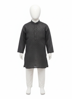 Designer Black Silk Blend Chikankari-Style Kurta Set