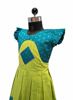 Rich Teal Green Frock with Traditional South Indian Border Detailing