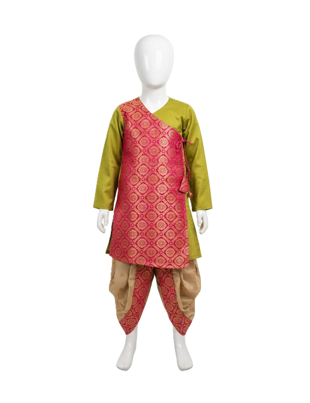 Festive Woven Silk Angrakha Style Boys' Ethnic Wear