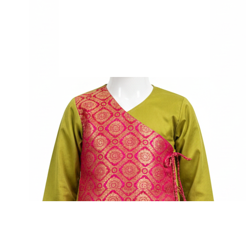 Festive Woven Silk Angrakha Style Boys' Ethnic Wear