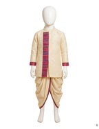 Traditional Silk Blend Kurta Dhoti with Brocade Accent