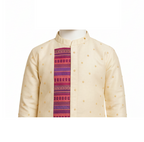 Traditional Silk Blend Kurta Dhoti with Brocade Accent