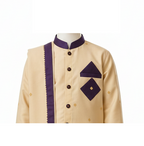 Regal Cream & Purple Bandhgala Kurta Dhoti Set