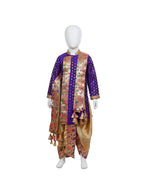 Royal Purple & Gold Brocade Kids' Kurta Dhoti Set