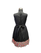 Black Angrakha Style Frock with Floral Print Trim and Tassels