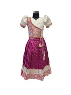 Ethnic Floral Print Wrap Blouse and Zari Butti Lehenga Set for Kids