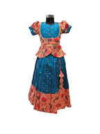 Designer Festive Ethnic Wear – Teal Blue Butti Lehenga with Scalloped Peplum
