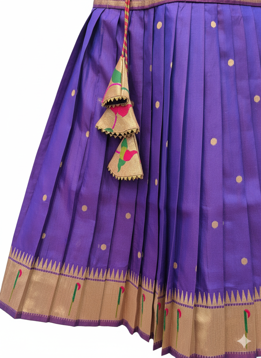 Pure Silk/Silk Blend Pleated Frock with Brocade Work | Kids' Celebratory Wear (Copy)