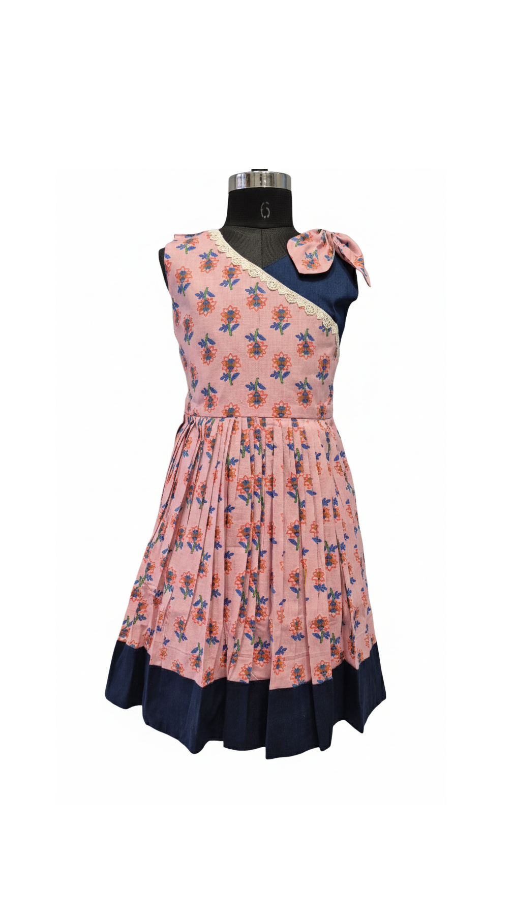 Two-Tone Pink Festive Frock with Pleated Tiered Skirt