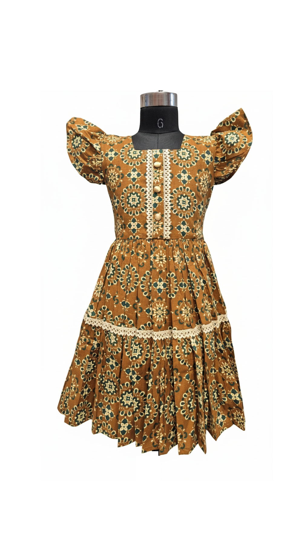 Festive Mustard Yellow Cotton Frock with Modern Pleated Skirt