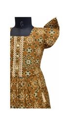 Festive Mustard Yellow Cotton Frock with Modern Pleated Skirt