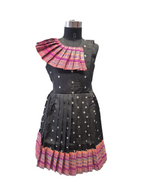 Designer Pleated Silk Frock for Kids – Traditional Floral & Zari Butti Ensemble