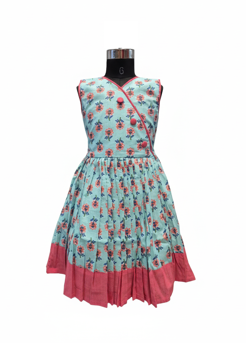 Pleated Hem Cotton Frock for Kids - Easy to Wear