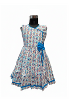 Sleeveless Angrakha Style Cotton Dress with Vivid Diamond Print