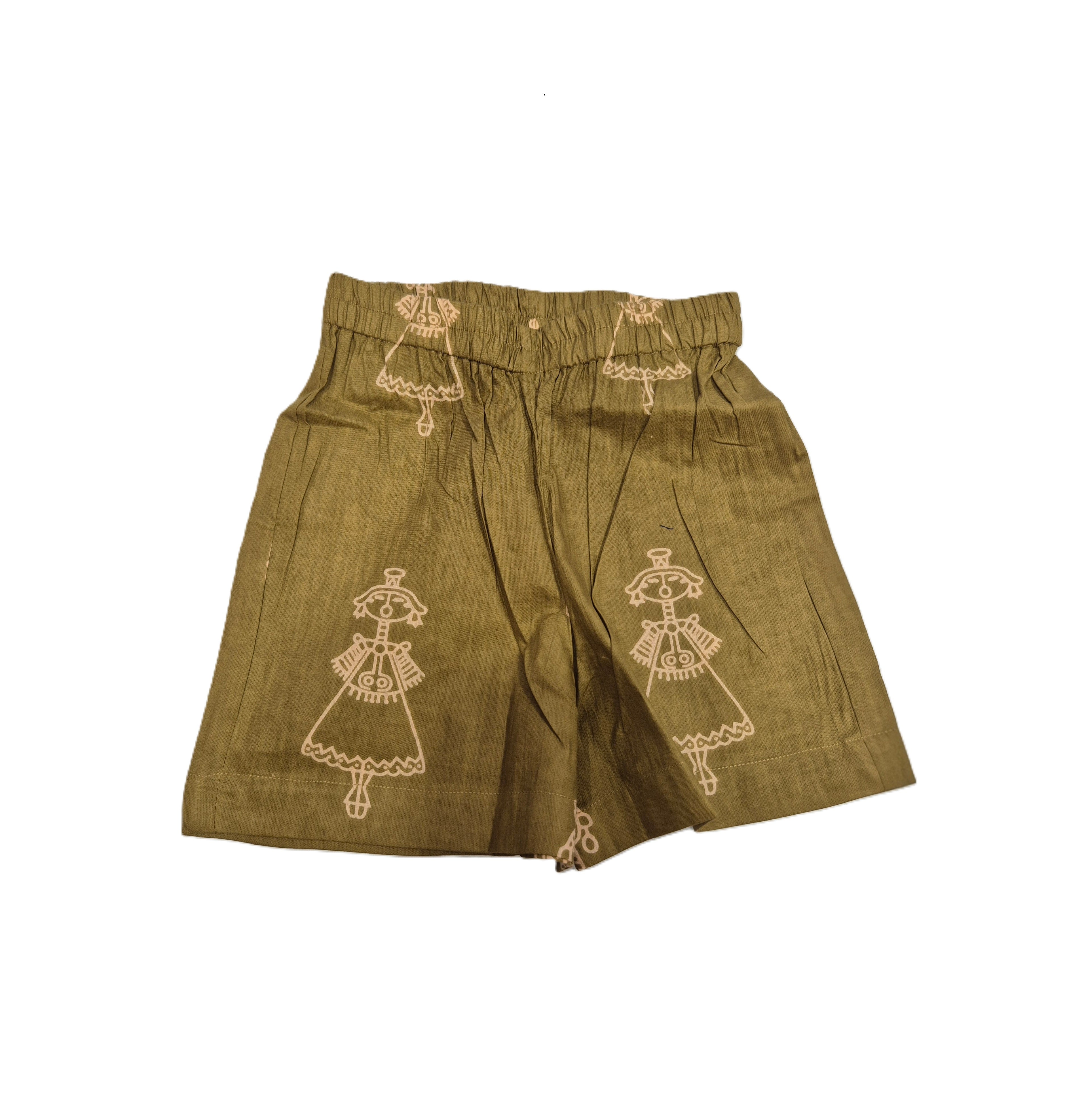 Olive Green Ethnic Motif Cotton Co-ord Set
