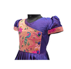 Traditional Purple and Peach Silk Frock