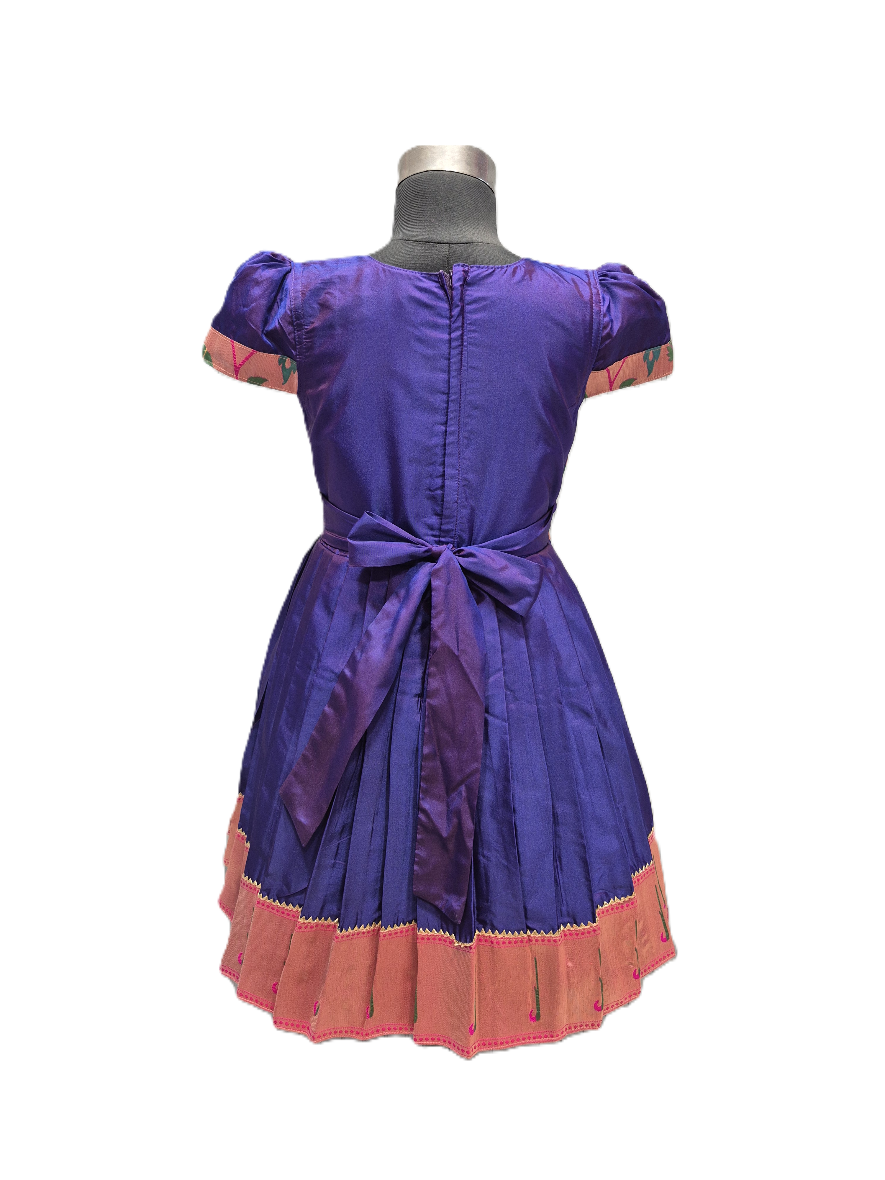 Traditional Purple and Peach Silk Frock