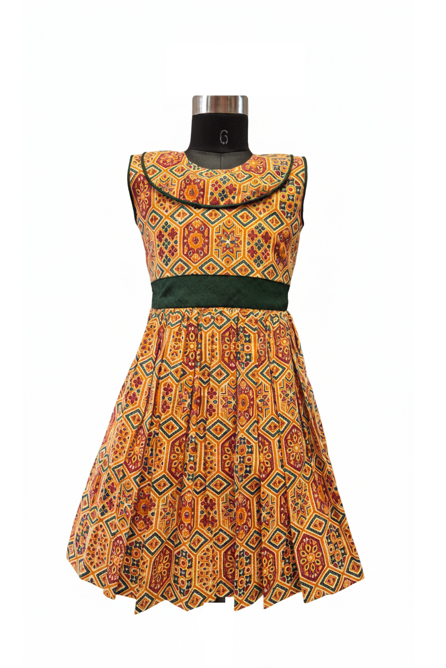 Delightful Geometric Print Cotton Frock