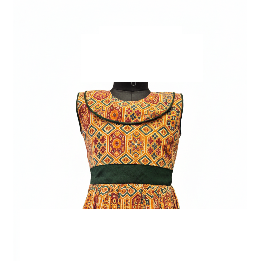 Delightful Geometric Print Cotton Frock