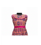 Vibrant Geometric Print Cotton Knee-Length Frock