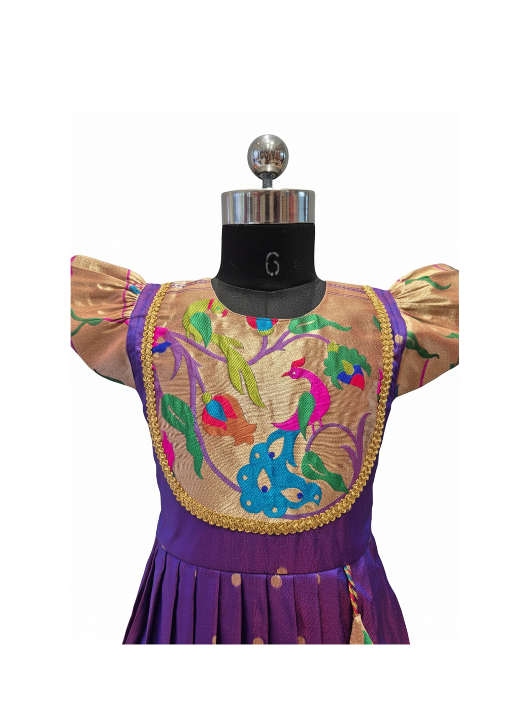 Pure Silk/Silk Blend Pleated Frock with Brocade Work | Kids' Celebratory Wear (Copy)