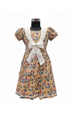 Yellow Floral Cotton Frock with White Sailor Collar and Bow